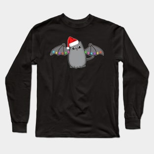 Bat Dragon Christmas Cat with Santa Hat Long Sleeve T-Shirt